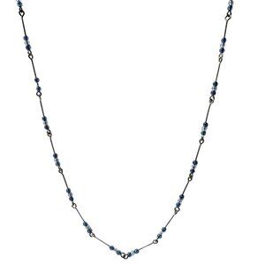 Handcrafted Silver Tone Blue Beaded LInk Necklace Classic Fashion Jewelry Women